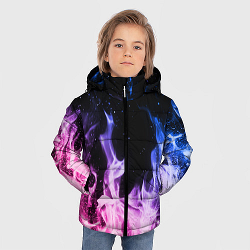 Зимняя куртка для мальчика НЕОНОВЫЙ ОГОНЬ / 3D-Черный – фото 3
