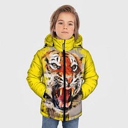 Куртка зимняя для мальчика Оскал тигра, цвет: 3D-светло-серый — фото 2