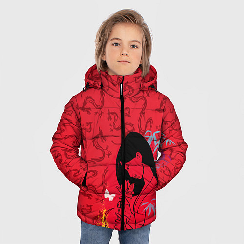 Зимняя куртка для мальчика Mulan on Mushu Patten / 3D-Черный – фото 3