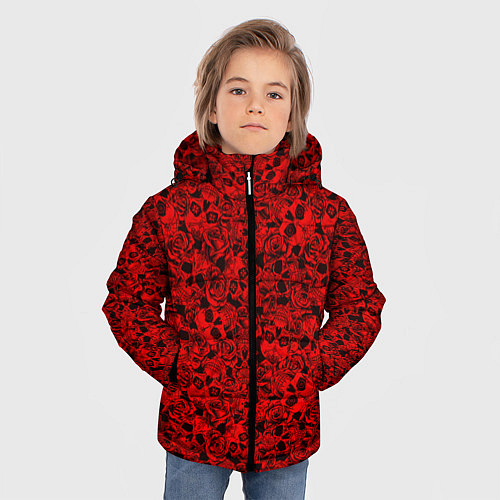 Зимняя куртка для мальчика ЧЕРЕПА И РОЗЫ / 3D-Черный – фото 3