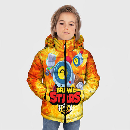 Зимняя куртка для мальчика BRAWL STARS НАНИ ОГОНЬ / 3D-Черный – фото 3