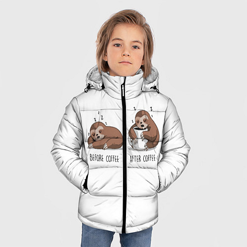 Зимняя куртка для мальчика Ленивец Coffee / 3D-Красный – фото 3