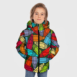 Куртка зимняя для мальчика Детские цветные карандаши арт, цвет: 3D-черный — фото 2