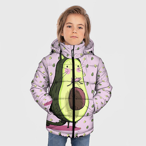 Зимняя куртка для мальчика Авокадо Кот / 3D-Черный – фото 3