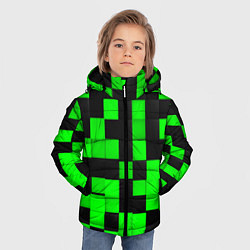 Куртка зимняя для мальчика ЗЕЛЕНЫЕ КУБИКИ, цвет: 3D-черный — фото 2