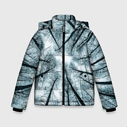 Куртка зимняя для мальчика Деревья вид снизу мрачный, цвет: 3D-черный