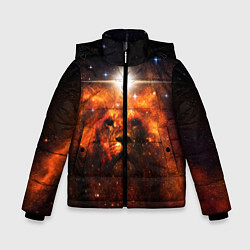 Куртка зимняя для мальчика ЛЕВ, цвет: 3D-черный