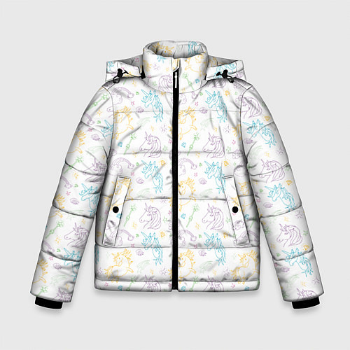 Зимняя куртка для мальчика Милые единороги / 3D-Светло-серый – фото 1