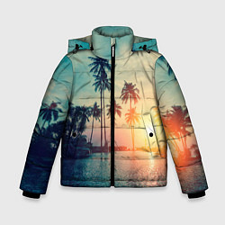 Куртка зимняя для мальчика Пальмы, цвет: 3D-светло-серый