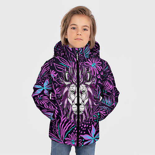 Зимняя куртка для мальчика Лев Флора / 3D-Черный – фото 3