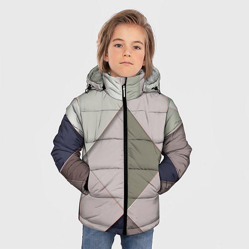 Зимняя куртка для мальчика Треугольники / 3D-Черный – фото 3