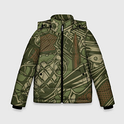 Куртка зимняя для мальчика Военный инвентарь Z, цвет: 3D-черный