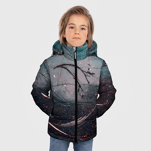 Зимняя куртка для мальчика Абстракция краска разводы кап / 3D-Черный – фото 3