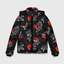 Зимняя куртка для мальчика Красные цветы