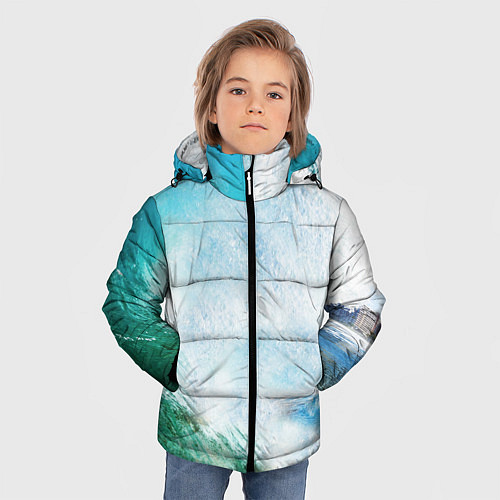 Зимняя куртка для мальчика Волны Океан / 3D-Черный – фото 3
