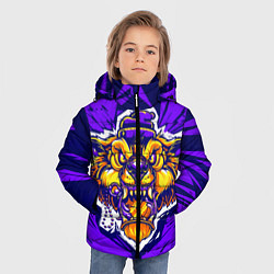Куртка зимняя для мальчика Граффити Лев фиолетовый, цвет: 3D-черный — фото 2