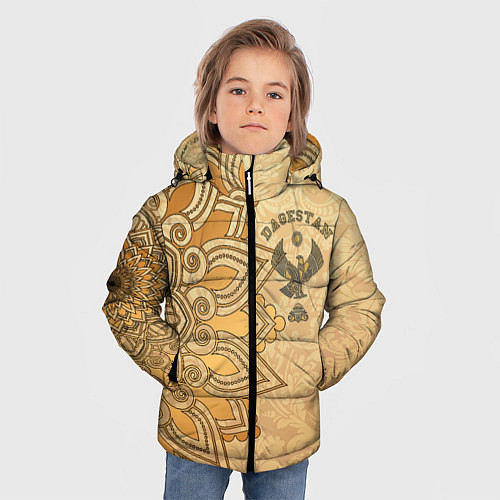 Зимняя куртка для мальчика Дагестан в золоте / 3D-Черный – фото 3