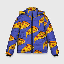 Куртка зимняя для мальчика Кусочки пиццы, цвет: 3D-черный