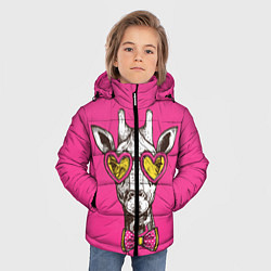 Куртка зимняя для мальчика Жираф в очках, цвет: 3D-черный — фото 2