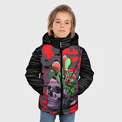 Куртка зимняя для мальчика Венерина мухоловка в черепе, цвет: 3D-черный — фото 2