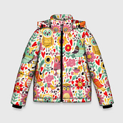 Зимняя куртка для мальчика Красочные совы и цветы