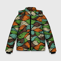 Куртка зимняя для мальчика Абстрактные волны, цвет: 3D-черный