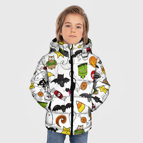 Зимняя куртка для мальчика Хэллоуин паттерн / 3D-Черный – фото 3