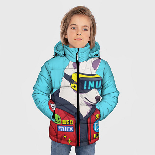 Зимняя куртка для мальчика Кибер Пёс / 3D-Черный – фото 3
