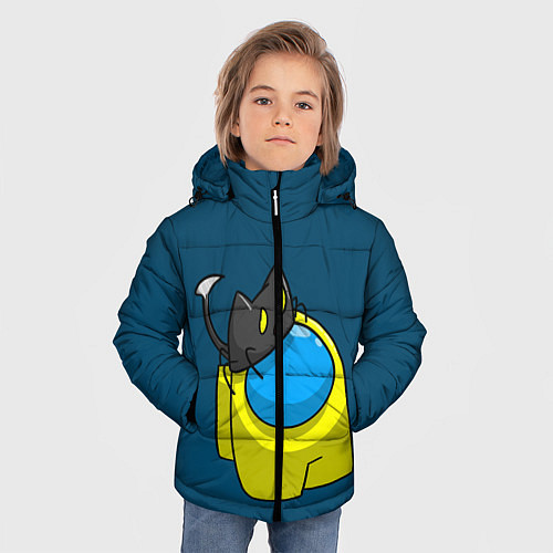 Зимняя куртка для мальчика Among Us Cat / 3D-Черный – фото 3