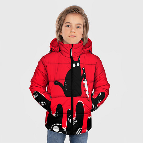 Зимняя куртка для мальчика WHAT CAT / 3D-Черный – фото 3