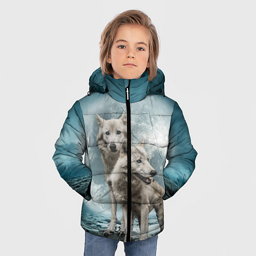 Зимняя куртка для мальчика Волки альбиносы / 3D-Черный – фото 3