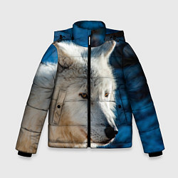 Куртка зимняя для мальчика Волк на черном фоне, цвет: 3D-светло-серый