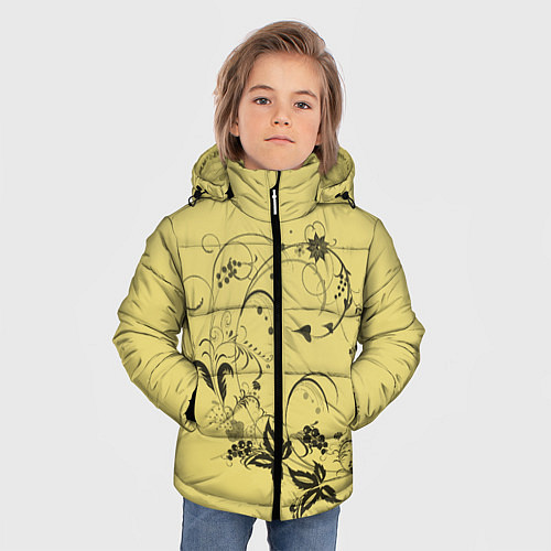 Зимняя куртка для мальчика Узоры ягодки / 3D-Черный – фото 3