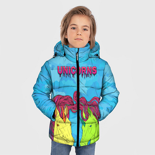 Зимняя куртка для мальчика Colored unicorns / 3D-Черный – фото 3