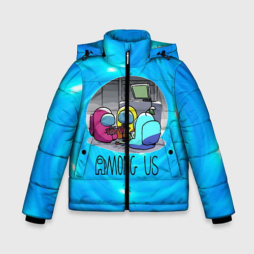 Зимняя куртка для мальчика Among Us карты / 3D-Светло-серый – фото 1