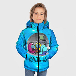 Куртка зимняя для мальчика Among Us карты, цвет: 3D-красный — фото 2