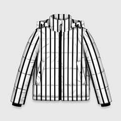 Куртка зимняя для мальчика Чёрные и белые полосы, цвет: 3D-светло-серый