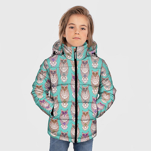 Зимняя куртка для мальчика Совушки / 3D-Черный – фото 3