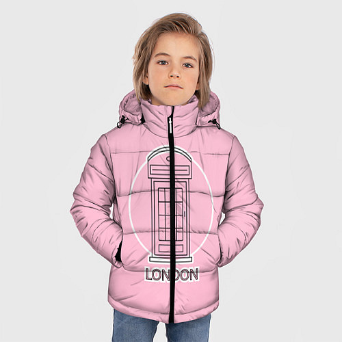 Зимняя куртка для мальчика Телефонная будка, London / 3D-Черный – фото 3