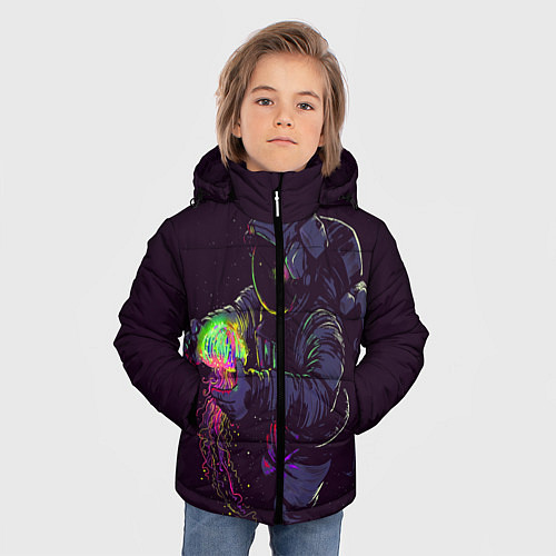 Зимняя куртка для мальчика Медуза и космонавт / 3D-Черный – фото 3