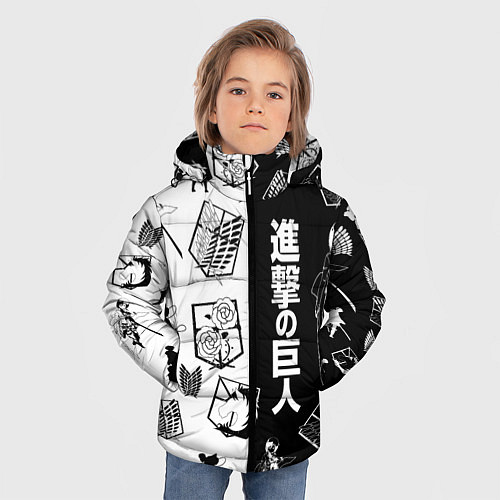 Зимняя куртка для мальчика Атака на титанов / 3D-Черный – фото 3