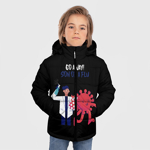 Зимняя куртка для мальчика Вирус уходи / 3D-Черный – фото 3
