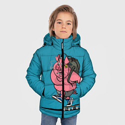 Куртка зимняя для мальчика Свинья на скейте, цвет: 3D-черный — фото 2