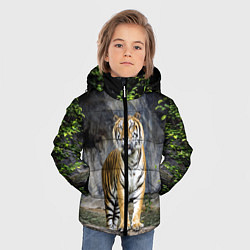 Куртка зимняя для мальчика ТИГР В ЛЕСУ, цвет: 3D-черный — фото 2