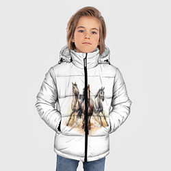 Куртка зимняя для мальчика Лошади, цвет: 3D-черный — фото 2