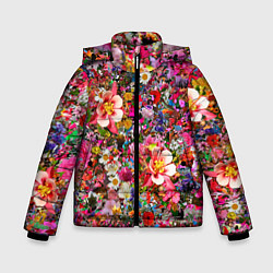 Куртка зимняя для мальчика Разные цветы, цвет: 3D-черный