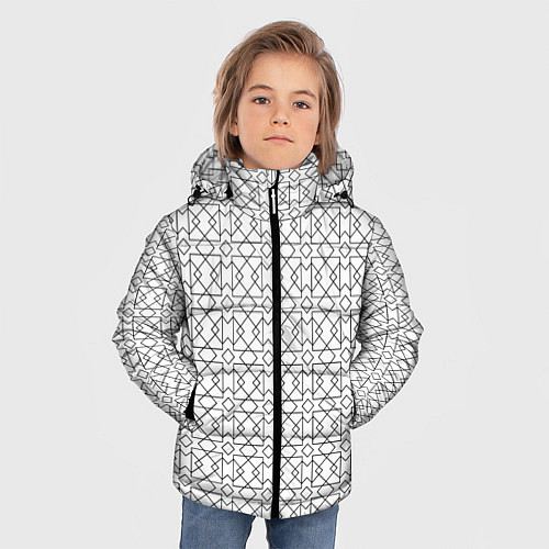 Зимняя куртка для мальчика Геометрический узор / 3D-Черный – фото 3