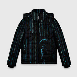 Куртка зимняя для мальчика Двоичный дождь, матрица, цвет: 3D-красный