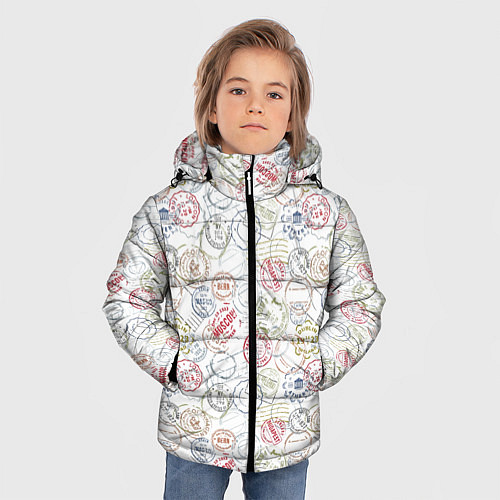Зимняя куртка для мальчика Штампы мира / 3D-Черный – фото 3