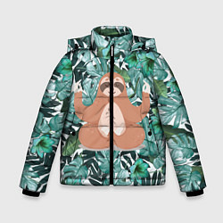 Куртка зимняя для мальчика Ленивец Йог, цвет: 3D-черный